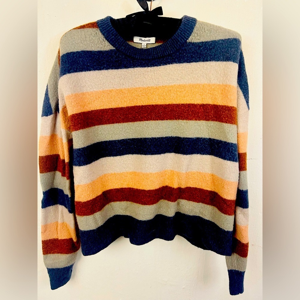 MADEWELL Womens Striped Polyeamide Wool Alpaca Knit Casual Sweater - Size S $25